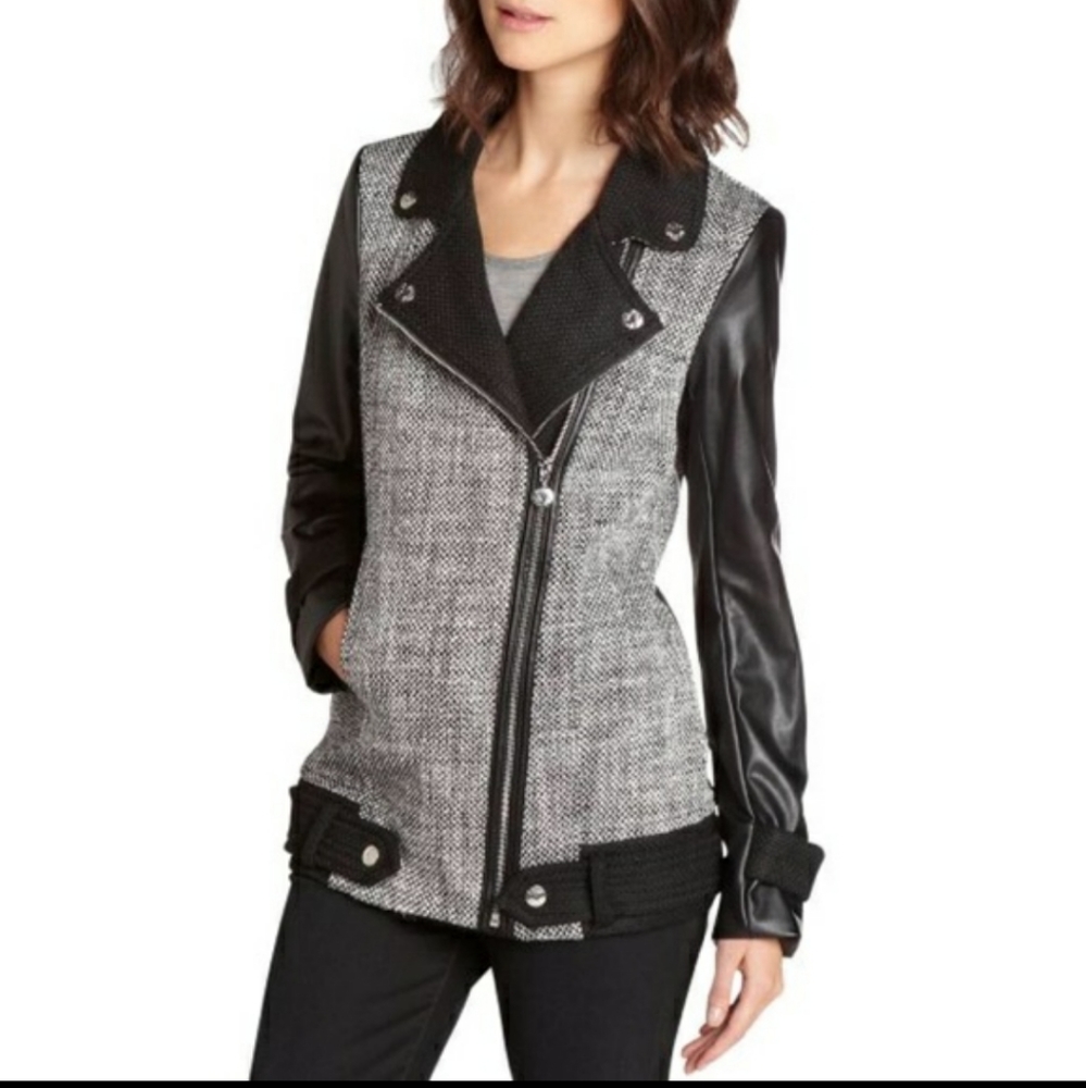 Betsey Johnson Tweet-leather asymmetrical coat